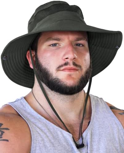 GearTOP balıkçı şapkası UPF 50 + Geniş Kenarlı güneş şapkası Erkekler ve Kadınlar için, Erkek Kova Şapka UV Koruma
