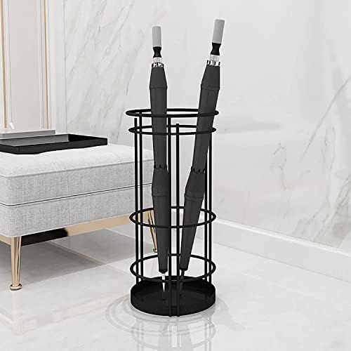 ZESUS Metal Şemsiye Standı Dekoratif ve Istikrarlı Sopa Tutucu Çıkarılabilir Tepsi ile / Siyah / 25X25X55 cm