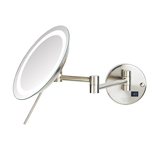 Daha Keskin Görüntü Jerdon İnce LED Duvar Tipi 8X Büyüteçli Makyaj Aynası, Nikel